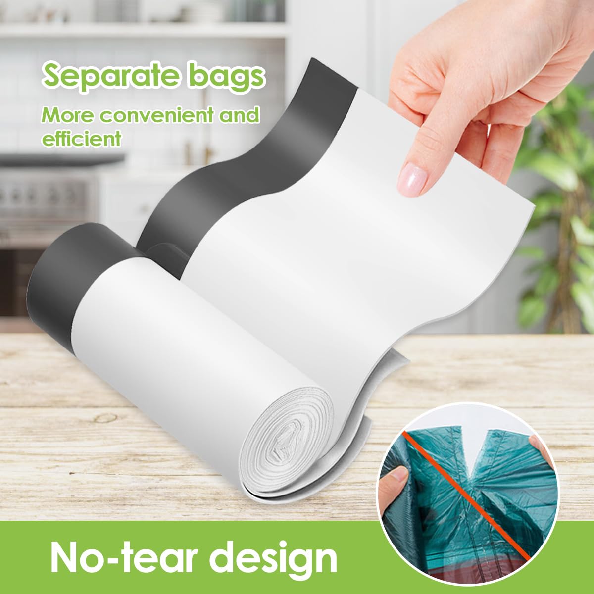 Teivio, bolsas de basura con cordón fuerte de 4 galones, bolsas de basura de 120 unidades, bolsas de basura de baño, bolsas de plástico pequeñas para oficina en casa, cocina, color blanco