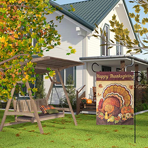 Besslly Thanksgiving Garden Flag 28 x 40 Double Sided Yard Flag Happy Thanksgiving Turkey Pumpkin Sunflower Maple Leaves House Flag Fall Decor for Home Holiday Decorations Seasonal Gifts