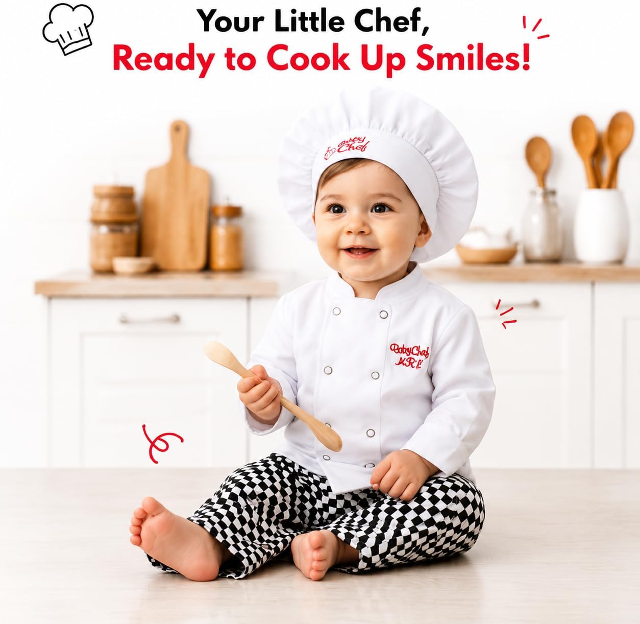stylesilove Baby Unisex Cook Chef Costume, Pants, and Hat 3-pc Clothing Set