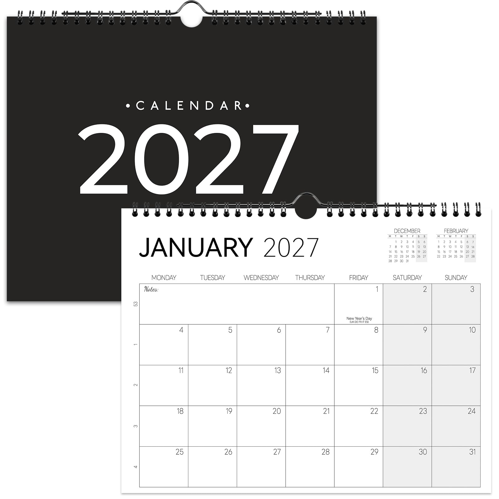 2027 Calendar- Minimalist Wall Calendar 2027 from Jan. 2027 to Dec. 2027