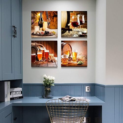 Miniatura 3 de Decoración de pared de cocina, restauración de formas antiguas, bodegón, copa de vino, barril de vino, impresiones en lienzo, arte de pared para