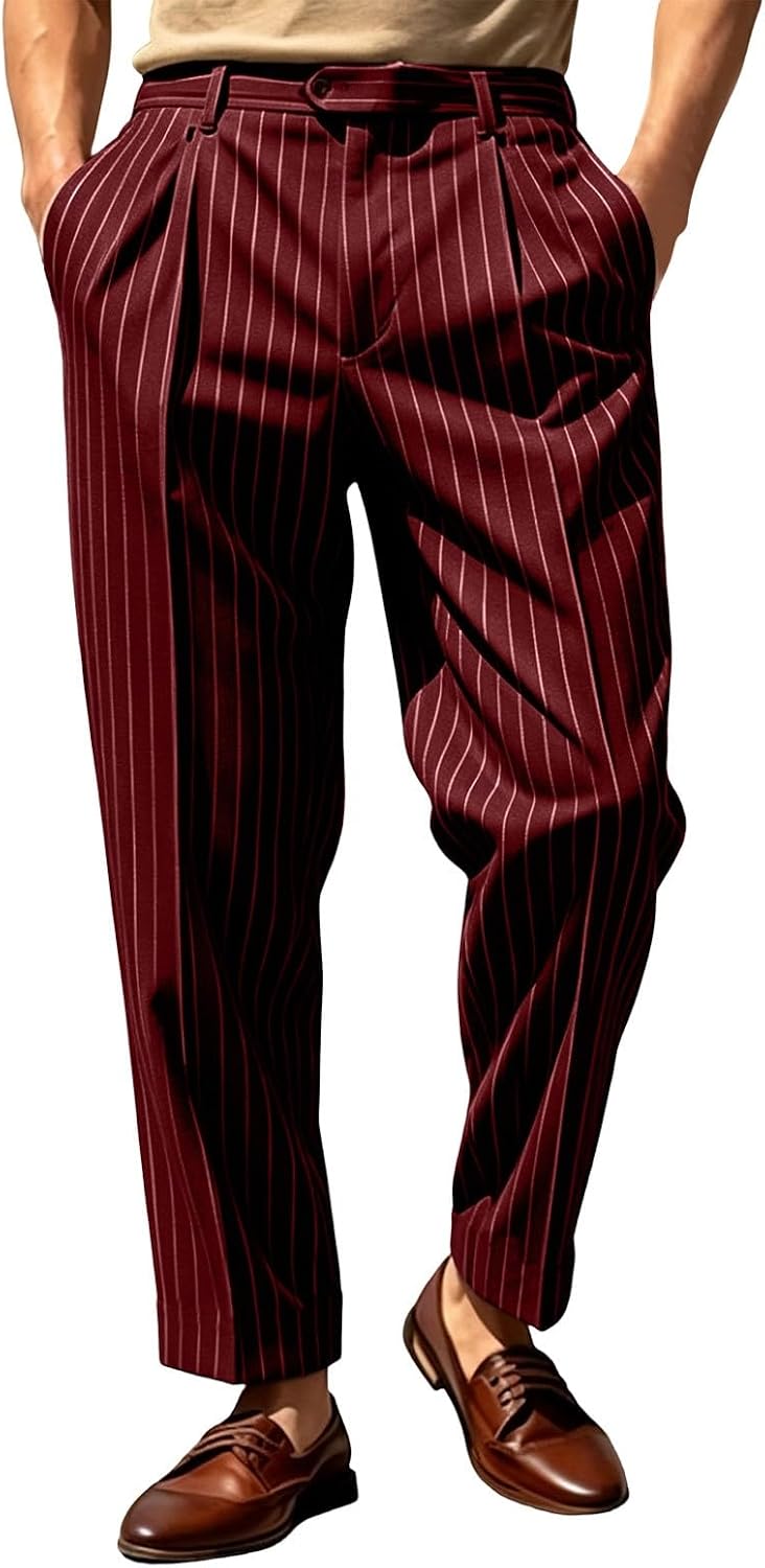HJINGSUN Baggy Dress Pants Men Fall Business Casual Striped Suit Pants