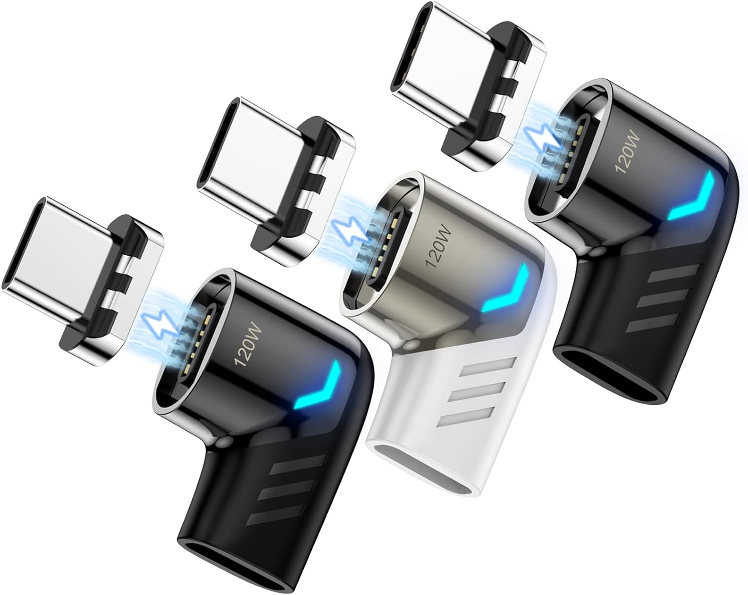 USB C Magnetic Adapter,(3 Pack) Magnetic USB C Adapter,PD 120W Fast Charge,480Mbps Transfer Speed,Compatible with MacBook,USB-C Device