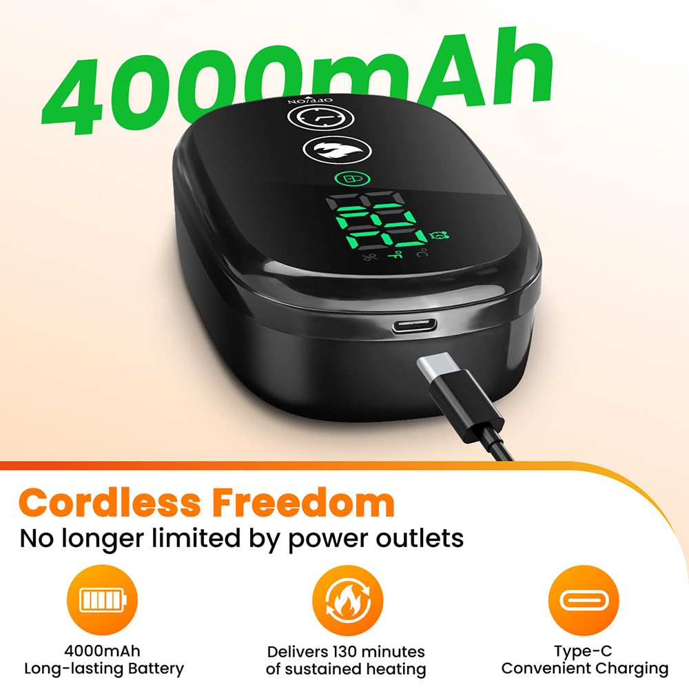 Cuscino termico senza fili per collo e spalle elettrico portatile | Con Comando TouchScreen, 5 Livelli Calore, 6 Timer, Batteria Incorporata Da 8,4V 4000mAh, Anche Per Schiena E L'addome