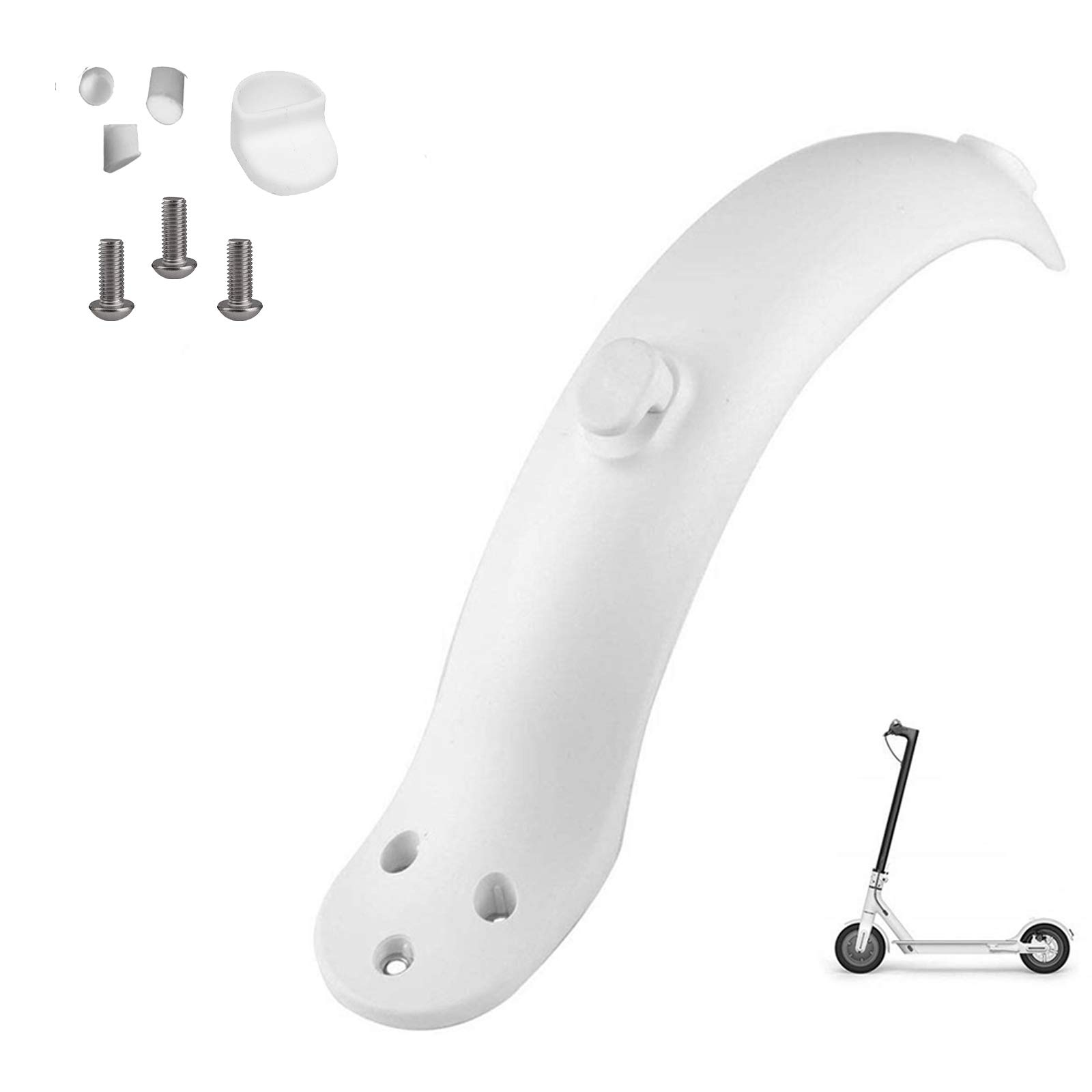 Rear Mudguard, Replacement Electric Scooter Compatible with Xiaomi Mijia M365, Repair Part with Hook (Black, White)