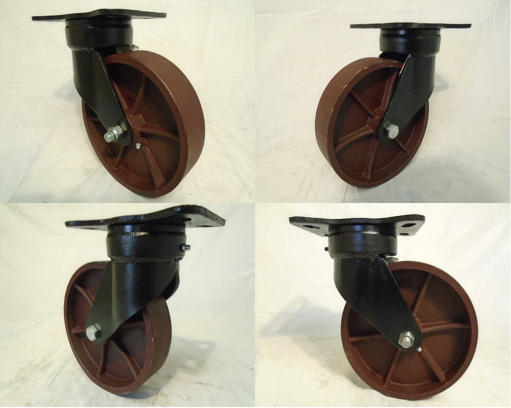 8x2 Kingpinless Drop Forged Swivel Caster Ductile Steel Wheel, Support 8,000 lbs., 2000 lbs. Each (4), Perfect for carts, Industrial Equipment, DYI Projects