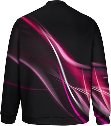 Miniatura 4 de VALSEEL Sudaderas de moda para hombre, con estampado de líneas 3D, sin botones, casual, cuello redondo, otoño, casual, manga larga