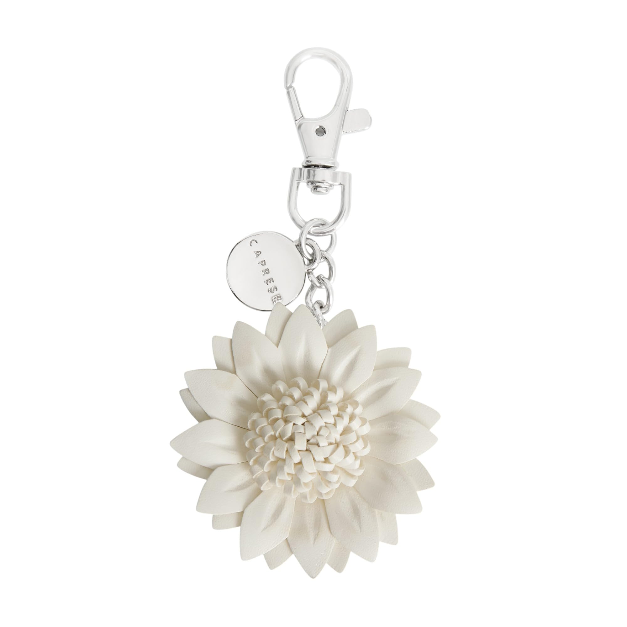 Caprese Dahlia Flower Purse Hook & Bag Charm for Handbag – Detachable Zinc Alloy & PU Leather Accessory | Holds up to 7 kg (White)-image-43