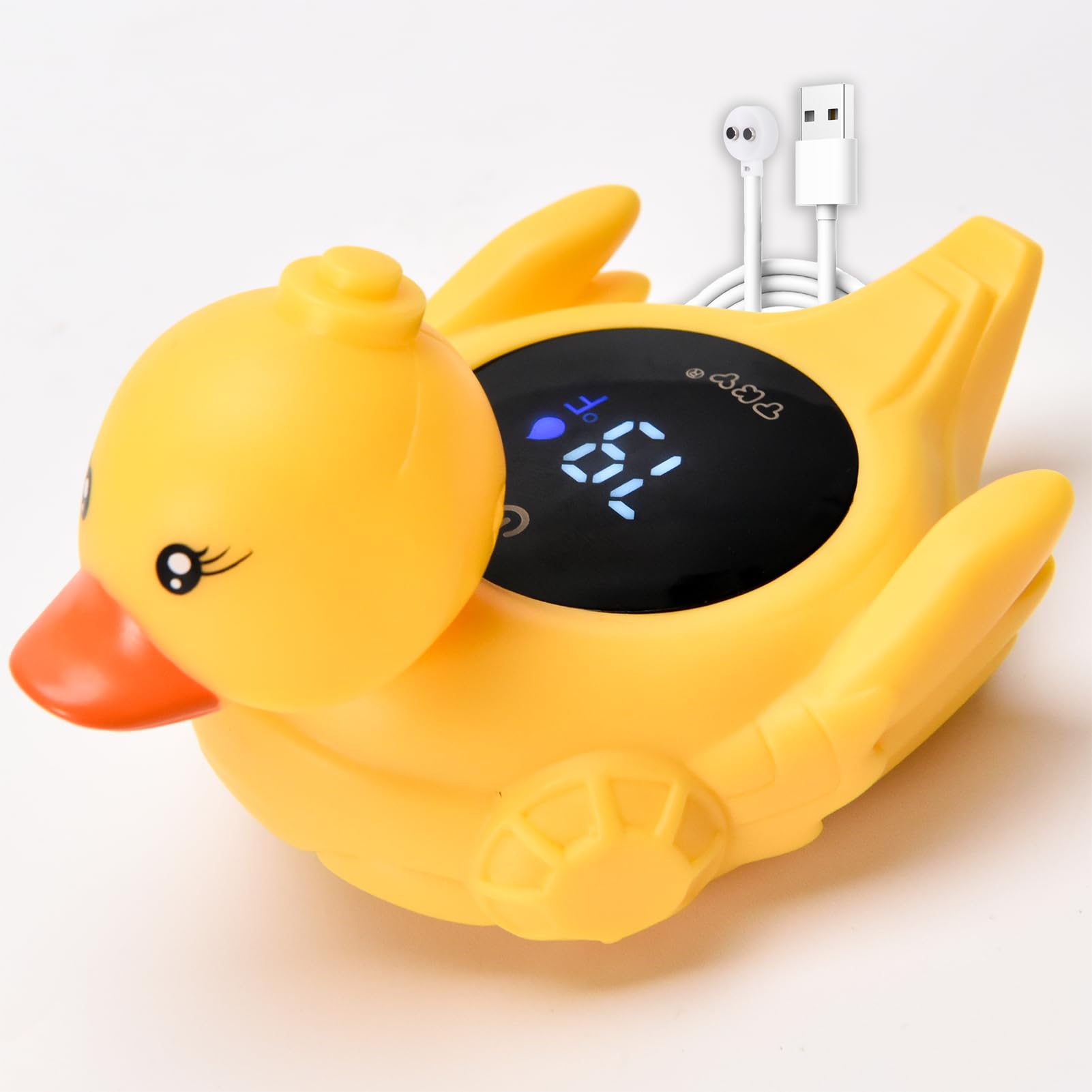 TKY Termometro da bagno per bambini con giocattoli galleggianti, monitor digitale della temperatura dell'acqua e della temperatura ambiente, termometro ricaricabile con avvisi per gli elementi