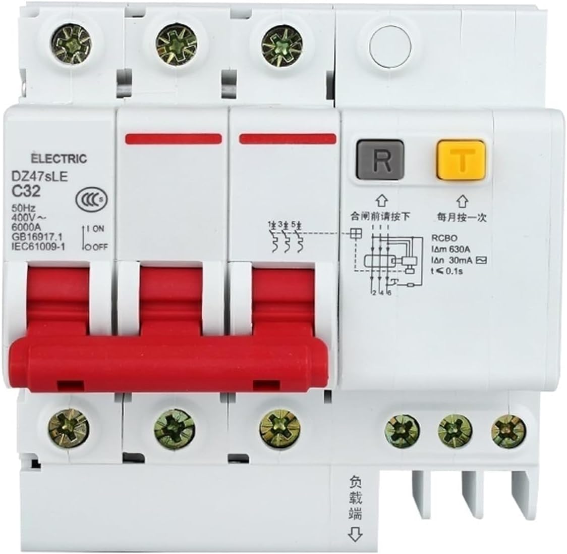 ALKOY Circuit breakerDZ47SLE 3P Type C Leakage Circuit Breaker MCB RCBO DZ47SLE 6KA 3P 400AC Type C 6A 10A 16A 20A 25A 32A 40A 50A 63A 1Pcs (Size : 3P, Color : 6A) (Color : 25A, Size : 3P)
