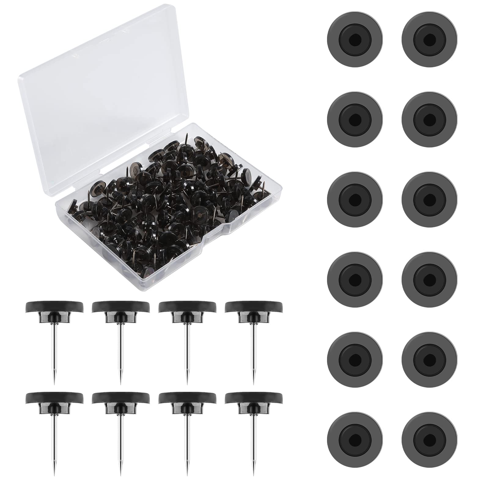 150 Pièces Punaises En Boîte, Punaises à Tête En Plastique Transparent