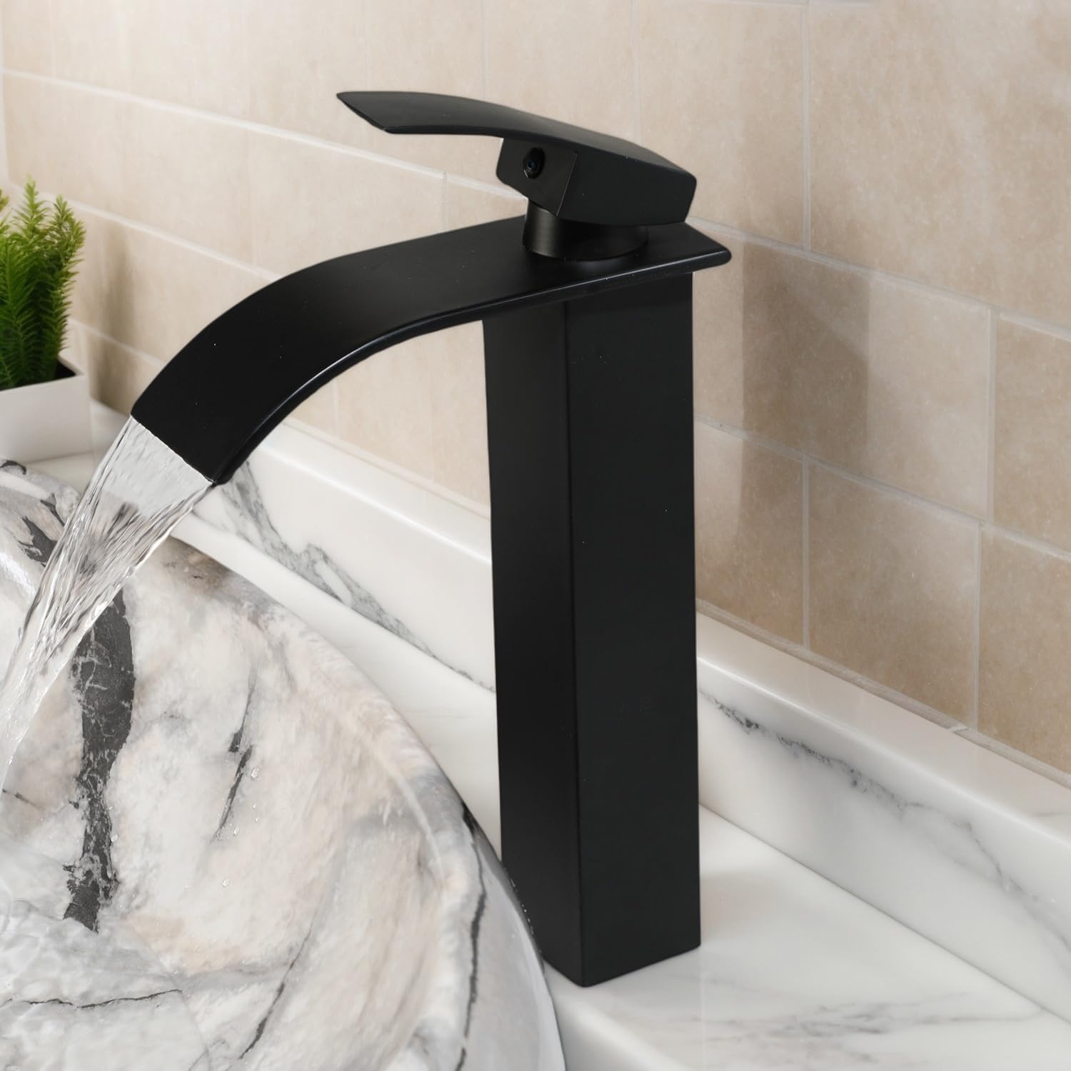 White Marbling Vessel Sink with Faucet and Pop-up Drain Combo, 22×16 Inch Oval Bathroom Sink White and Black Marbling Ceramic Basin Bowl Above Counter Oval Sinks Bowls for Bathroom