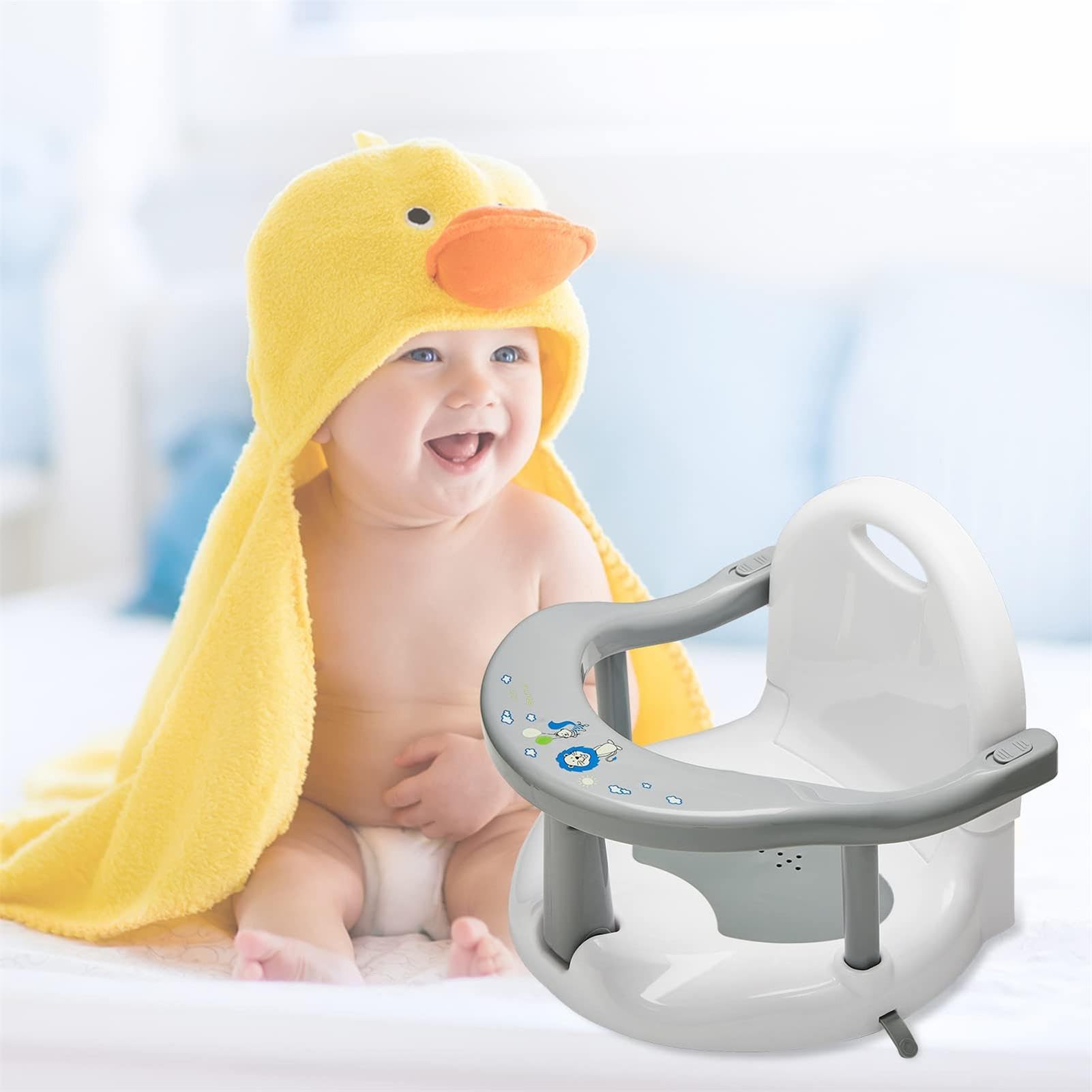 Seggiolino per vasca da bagno per bambini, 32 x 28 x 32 cm | seggiolini da bagno girevoli Babe, Sedili pieghevoli per vasca da bagno con ventose, sedia per vasca da bagno per bambini da