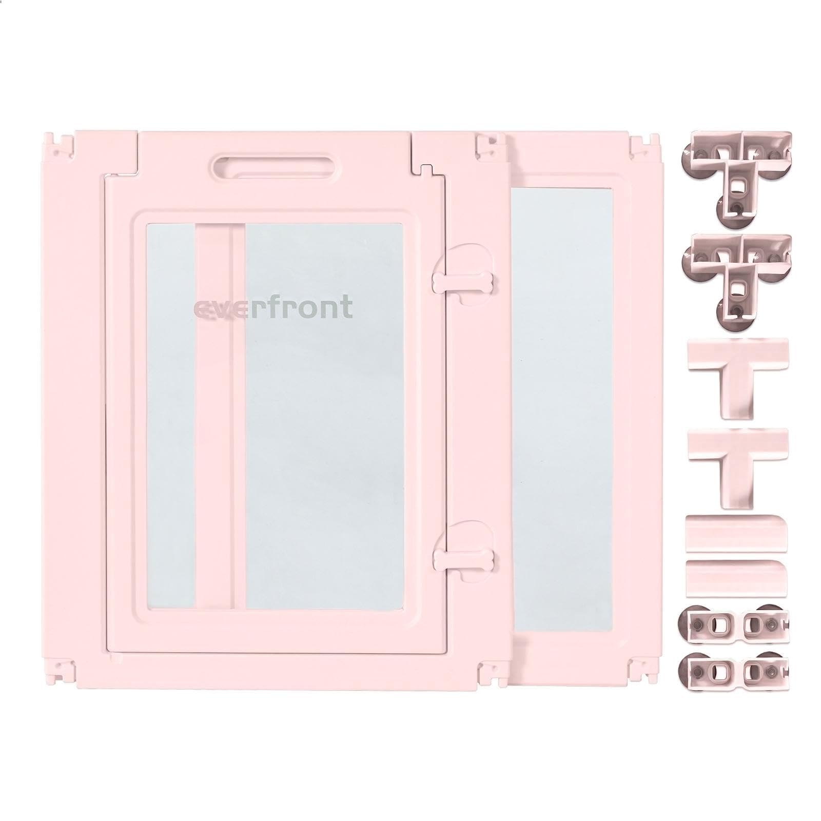 24" H Extension Kit 1 Gate + 1 Panel, T-Buckles for Compartment, Expandable Clear Dog Play Pen Acrylic Dog Playpen Indoor,for Puppy Cat Bunny Small &amp; Medium Dogs