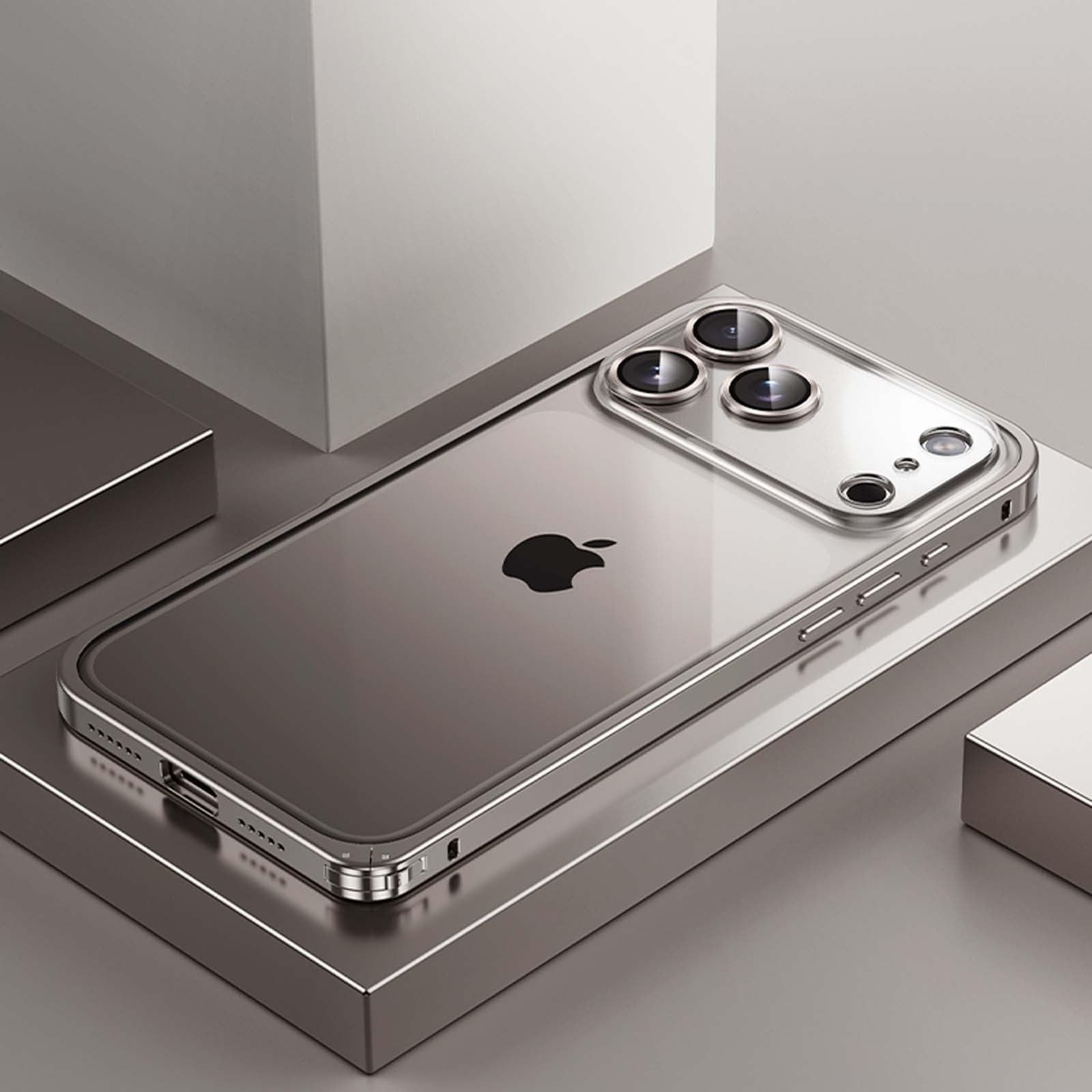 Coque silicone iPhone 17 Pro Max gris antichoc en métal pour le quotidien - 3