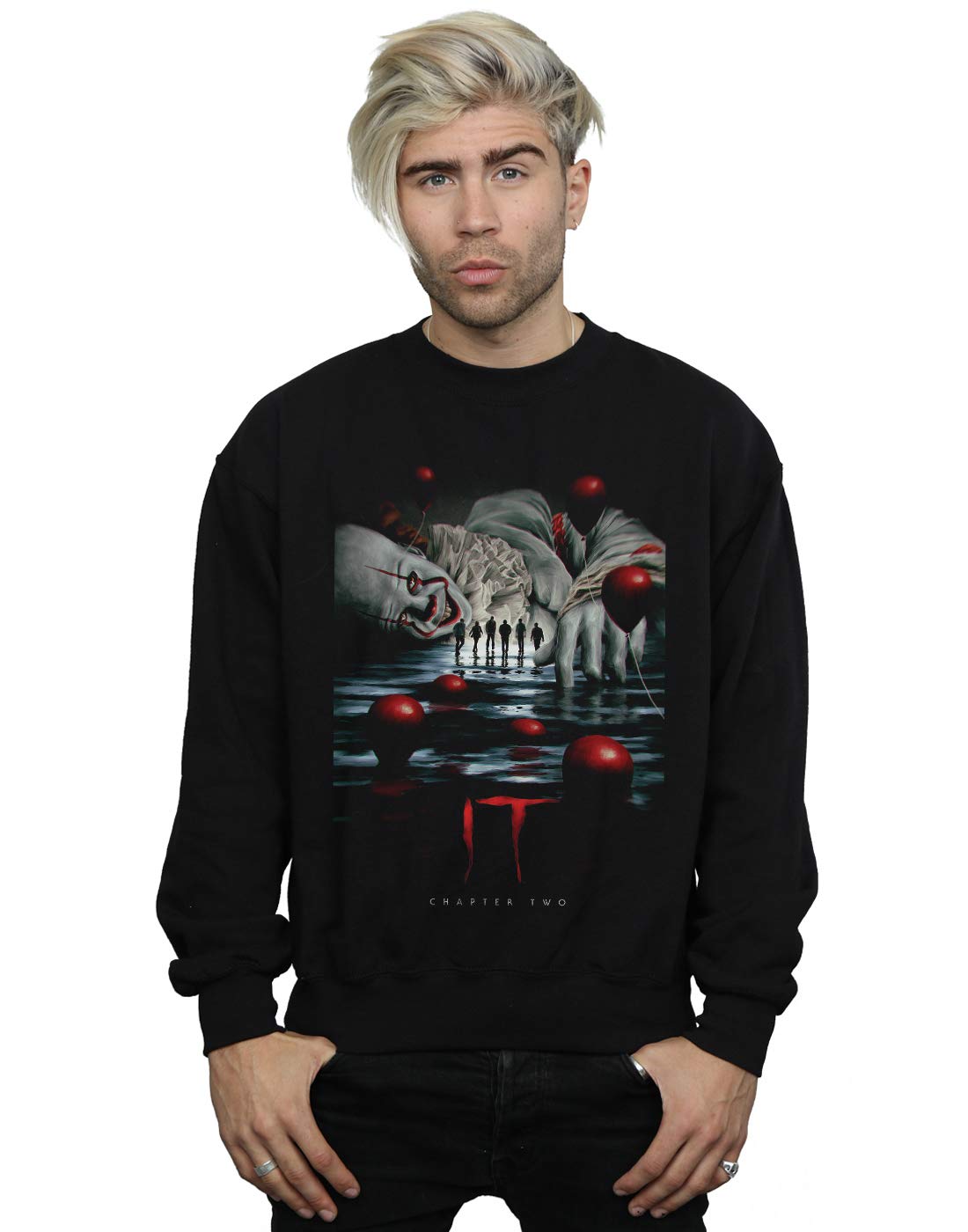 Absolute Cult Men's Black It Chapter 2 Pennywise Balloon Poster Sweatshirt XX-Large