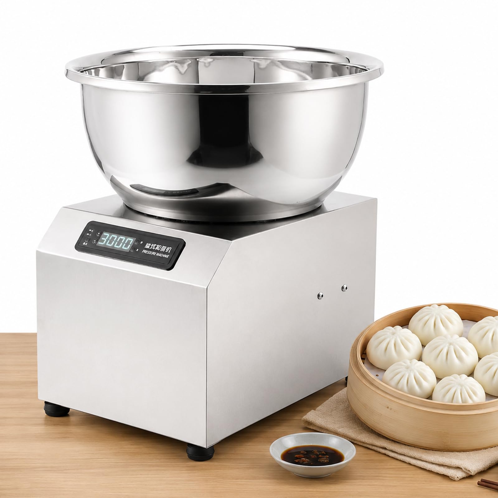 TYH Amasadora Espiral Eléctrica De 2200 W Y 1400 RPM, con Tazón De Acero Inoxidable De Calidad Comercial De 8 Kg, Doble Rotación, Pantalla Led Y Temporizador para La Elaboración De Pizzas Y Pan