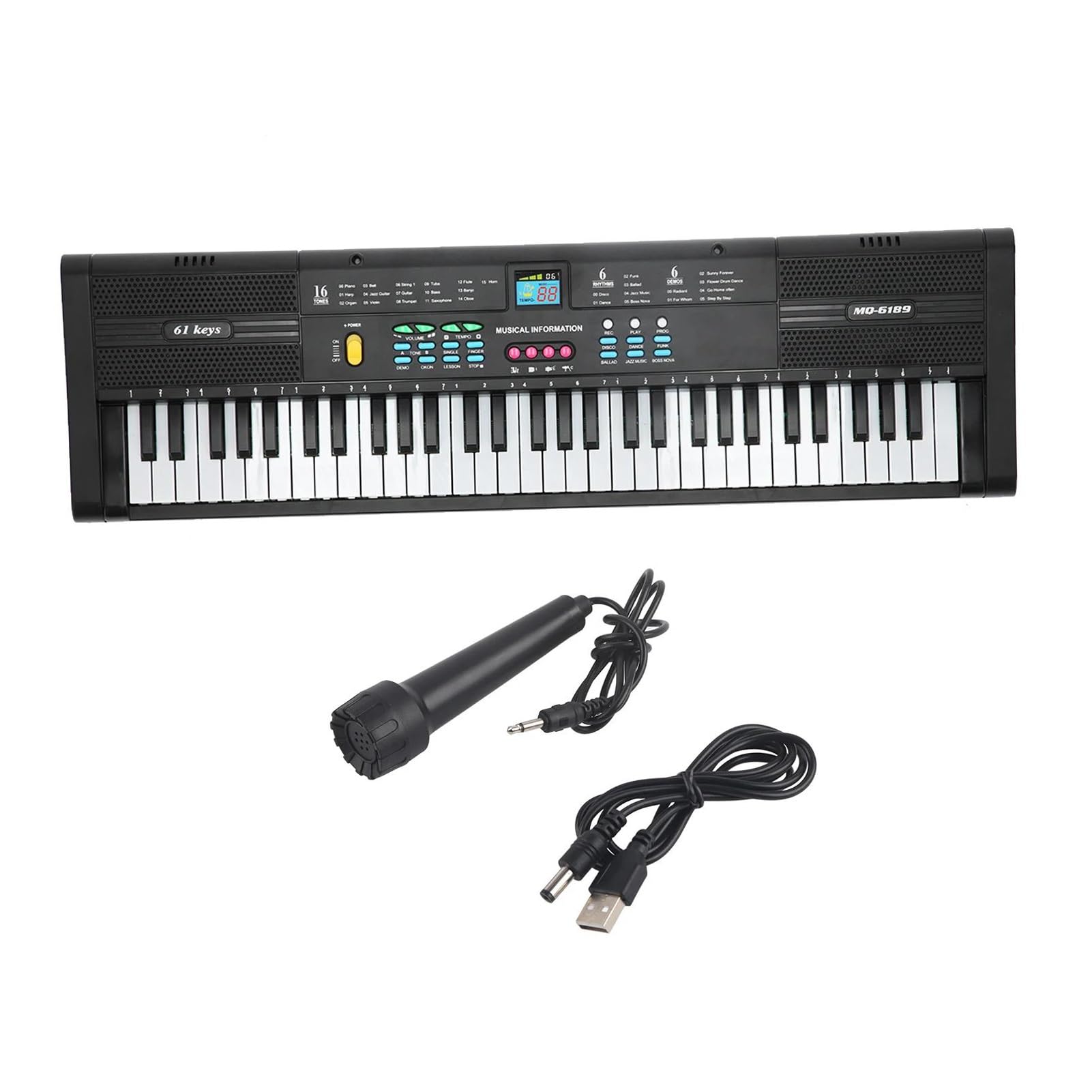 Elektroniczny Instrument Fortepianowy 61 Klawiszowe Pianino Elektroniczne Wielofunkcyjne Z Kablem USB I Mikrofonem