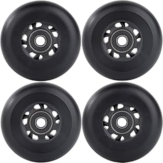 AOWESM Inline Skate Wheels 85A Gripper Asphalt Outdoor Inline Roller Hockey Replacement Wheels with Bearings ABEC-9 (4-Pack) (Black, 76mm)