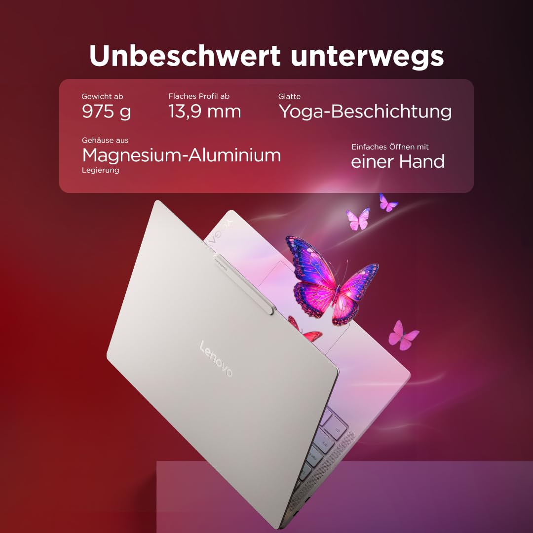 Lenovo Yoga Slim 7 Ultra Aura Edition Laptop | 14"2.8K WUXGA OLED Touch Display | Intel Core Ultra 7 355 | 32GB RAM | 1TB SSD | Intel ARC Grafik | Windows 11 | QWERTZ | Seashell |3 Monate Premium Care