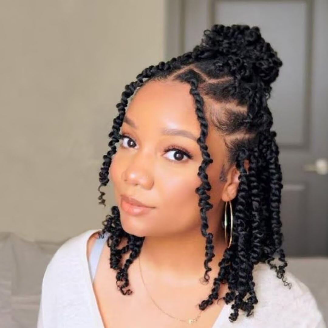 8Packs Goddess Passion Twist Crochet Hair 18Inch Boho Passion Twist Hair with curly end Pre-twisted Crochet Braiding Hair for Black Women (#T1B/27)