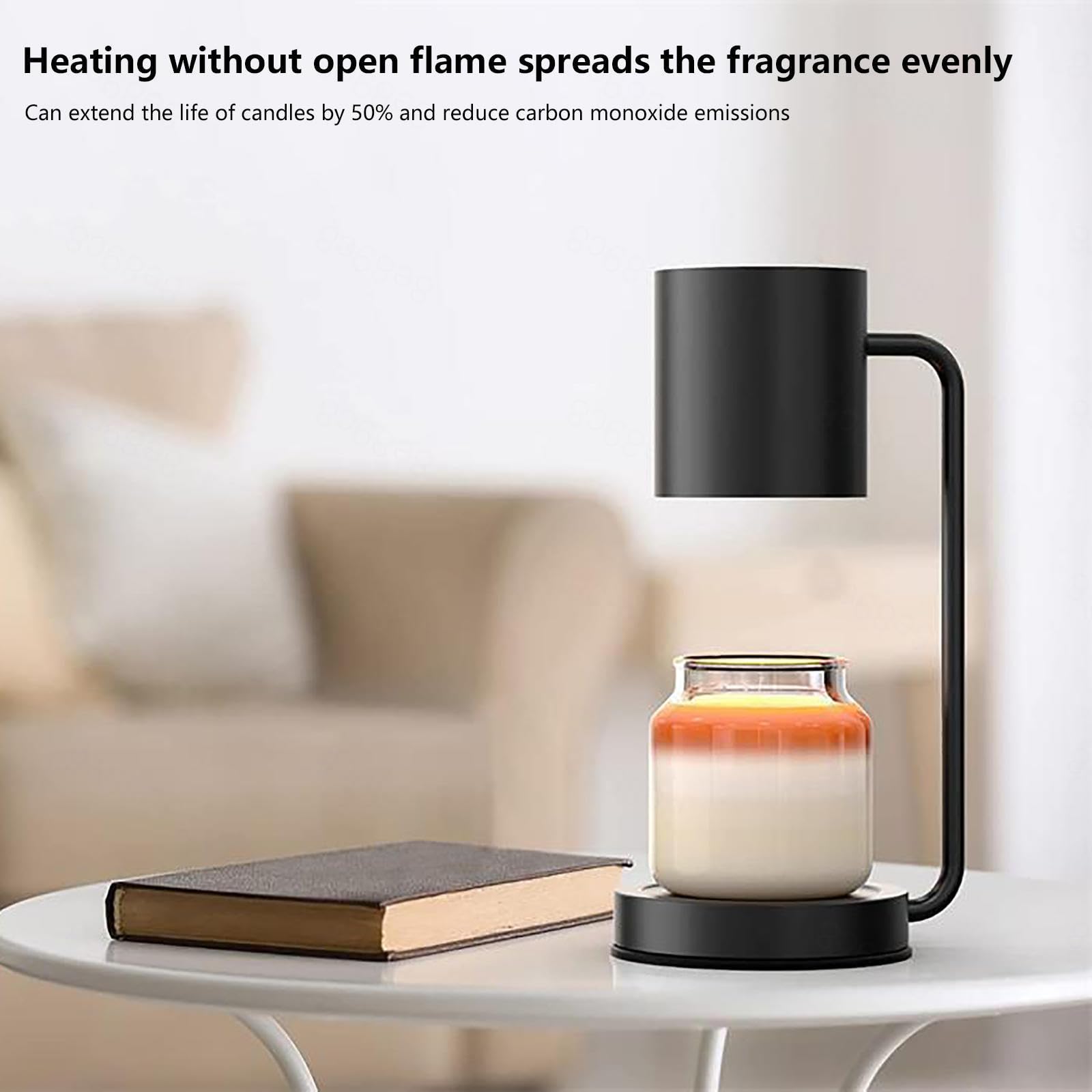 HAZARA Lampe à Bougie, Lampe Chauffante pour Bougie avec Minuterie,Variateur Et 2 Ampoules, Chauffe-Bougies avec Minuterie Cadeaux de Noël pour Les Amateurs de Bougies,A-Black