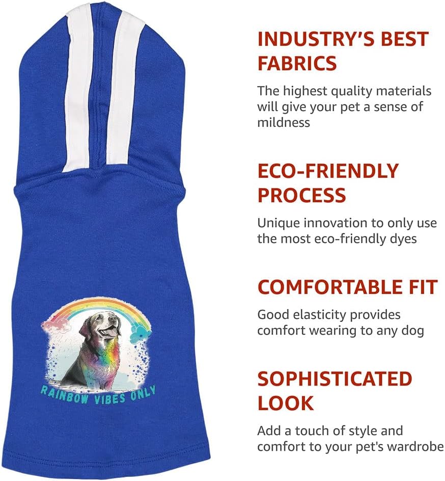 Rainbow Vibes Dog Shirt with Hoodie - Trendy Dog Hoodie - Cute Dog Clothing - Black White, 2XL