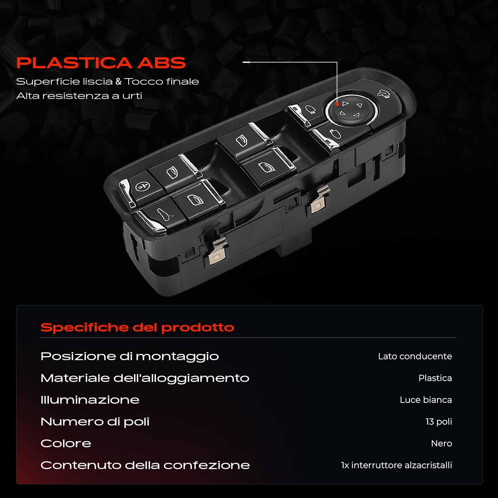 Frankberg Interruttori alzacristalli Compatibile con Cayenne 92A Macan 95B Panamera 970 7PP959858AFDML