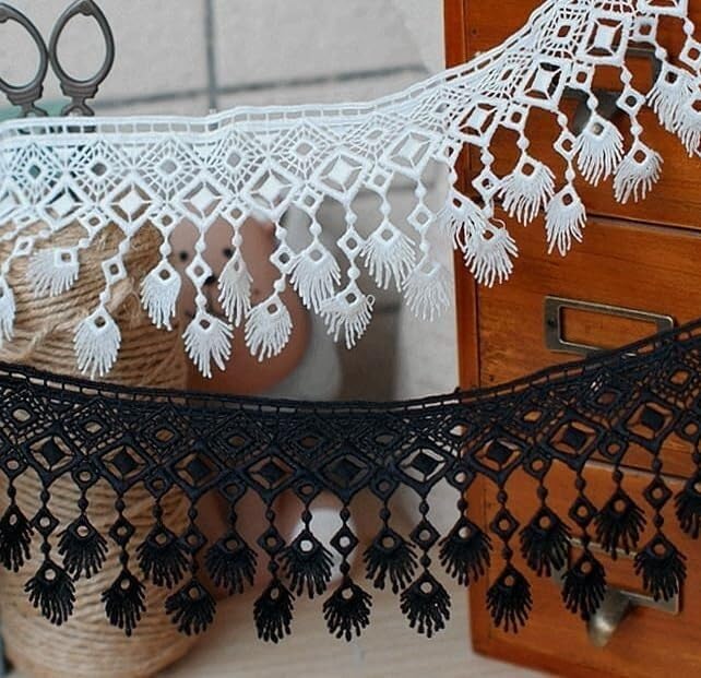 Garniture à franges en dentelle brodée de 5 mètres