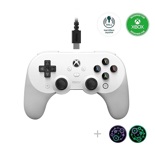 8Bitdo Pro 2 Hall Effect Joysticks/Hall Trigger Wired Controller with Back Buttons, 3.5mm Audio Jack and Mic Mute Button for Xbox Series X|S, Xbox One, Windows 10/11 - Officially Licensed (White)