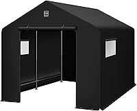 Best Choice Products 10x8ft Outdoor Storage Shed, Weatherproof Carport Canopy with Dual Roll-Up Doors, Metal Frame for Bike, Motorcycle, Tools - Black