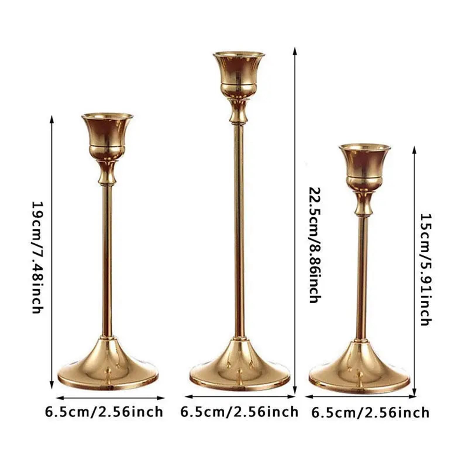 Candle Holder Candelabro de Metal 1/3 Piezas/Juego, Soporte for Velas Mesa Boda, Exquisito candelabro navideño(Black 3PCS)