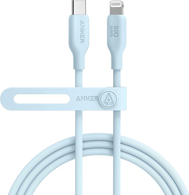 Anker USB-C to Lightning Cable, Anker 541 Cable (Misty Blue, 6ft), MFi Certified, Bio-Based Fast Charging Cable for iPhone 14 14pro 14pro Max 13 13 Pro 12 11 X XS XR 8 Plus (Charger Not Included) 