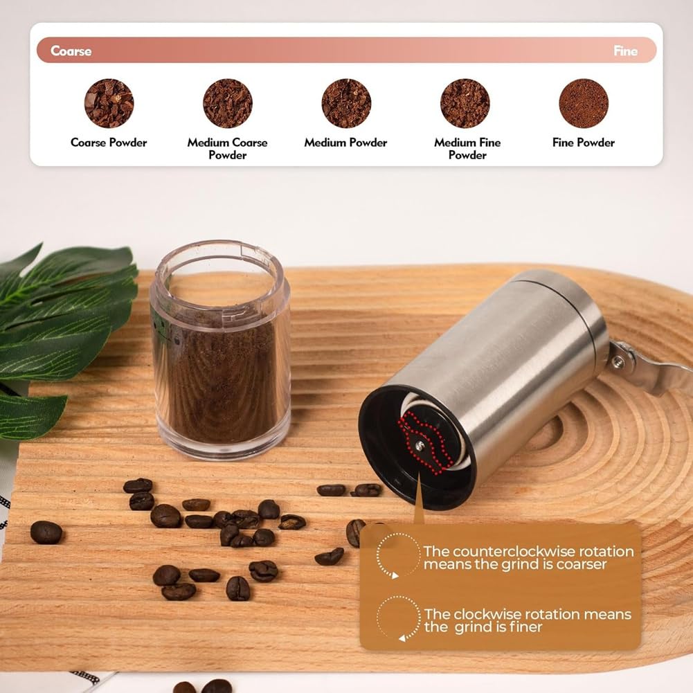 Cafetera Moka de Aluminio con Molinillo Manual y Dispensador de Moka. Cafetera Expreso CláSica para Cocina, 150 Ml (UE).