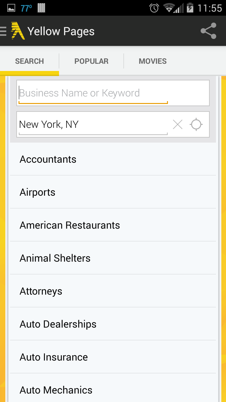 Yellow Pages App on Amazon Appstore