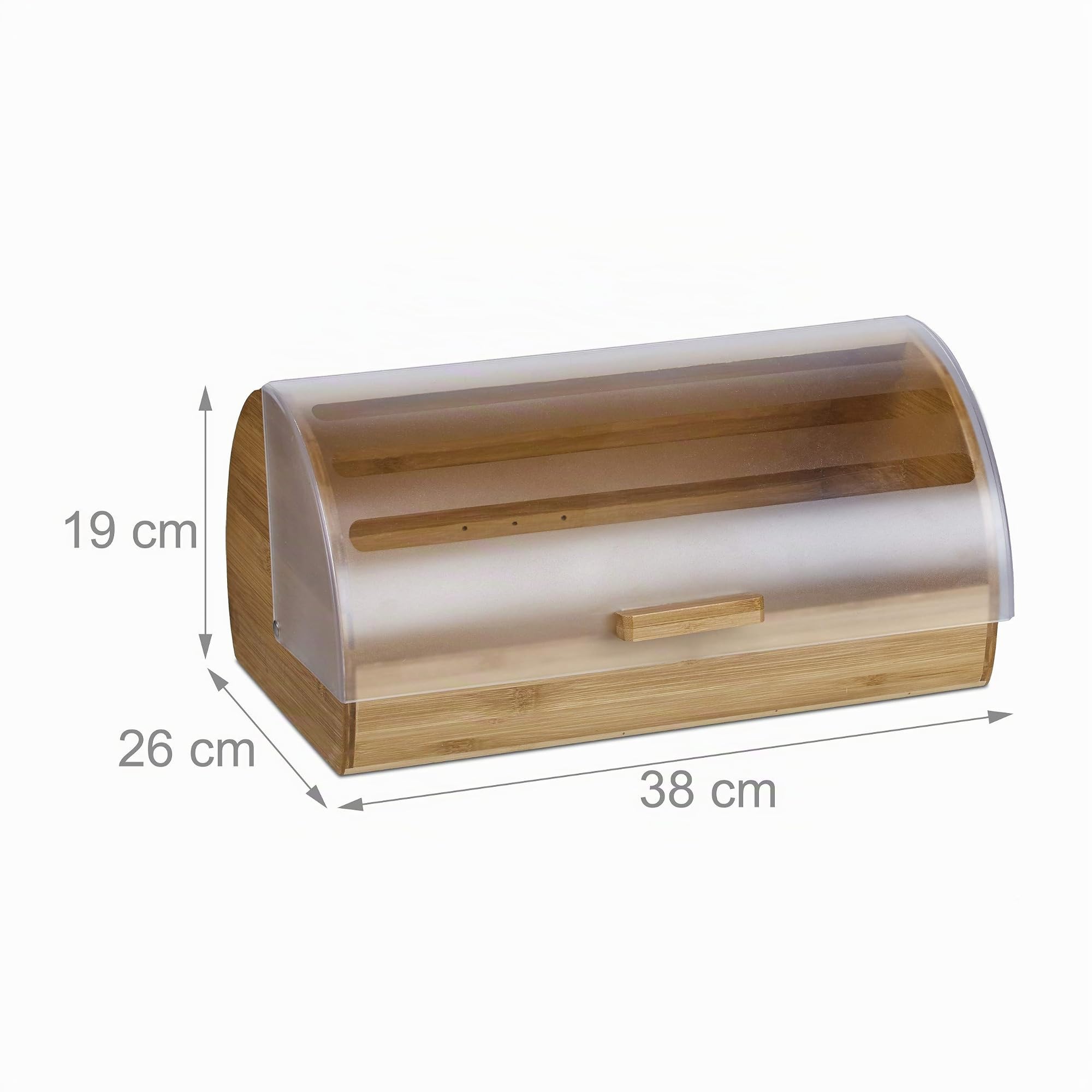 Relaxdays Rollbrotkasten Bambus, groß, aromadicht, Brotkasten klappbar mit Rolldeckel, HBT: 19 x 38 x 26 cm, Holz, natur