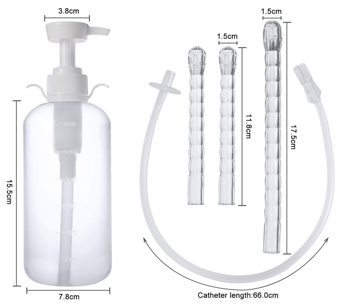 Enlove douche intime douche anale douche anale et vaginale seringue de lavement seringue irrigateur douche hygiénique douche pompe bouteille pour hommes et femmes (600 ml)