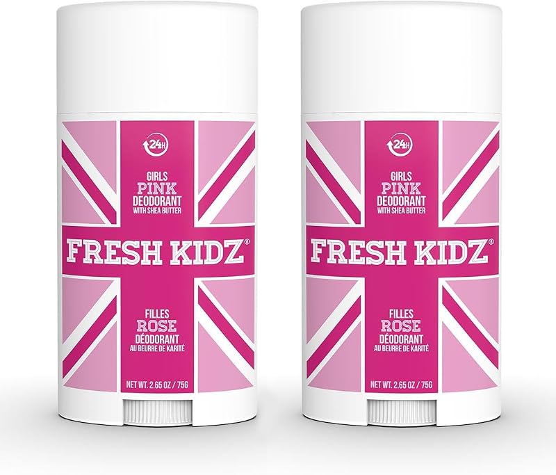 Desodorante em bastão Fresh Kidz Girls Pink sem bicarbonato de sódio e alumínio, 75 g, pacote com 2