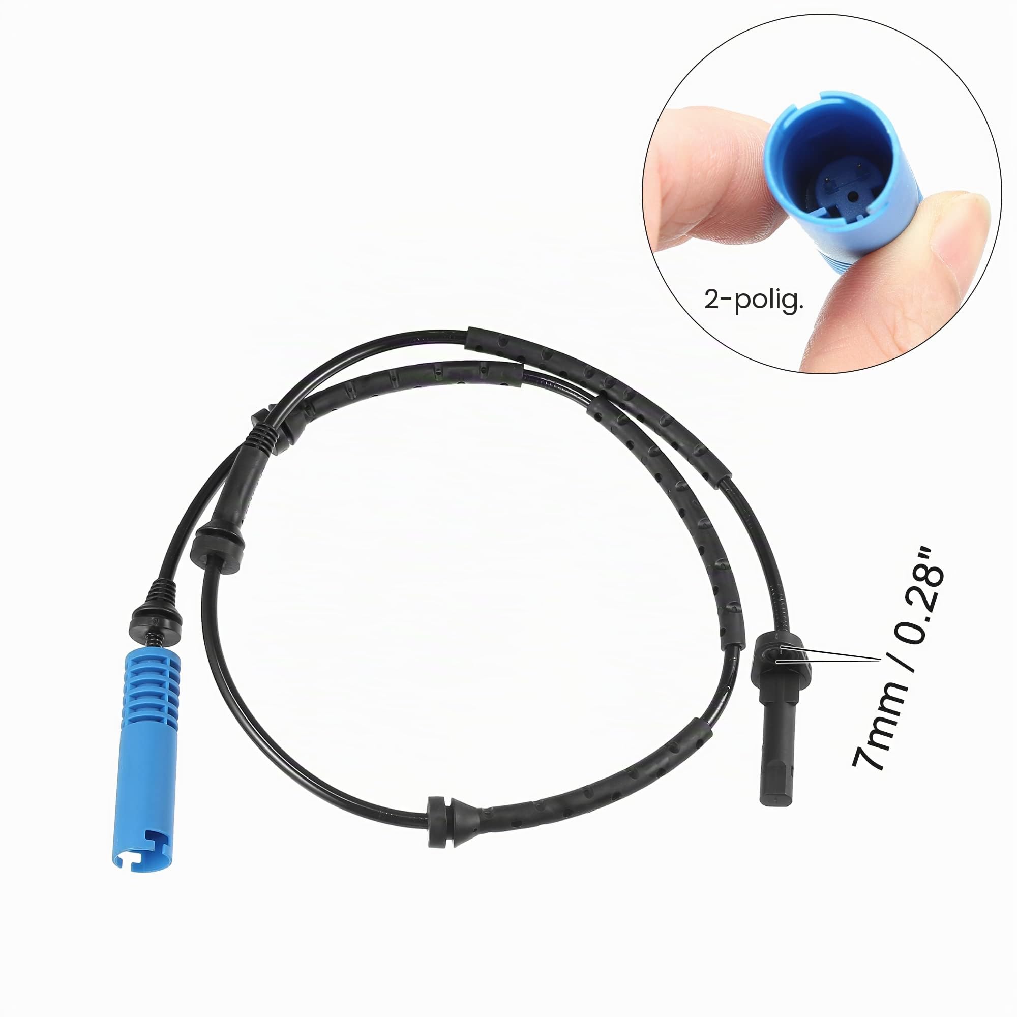 X AUTOHAUX ABS Raddrehzahlsensor Für BMW X3 E83 04-10 1x | Farbe Schwarz Blau, Material Kunststoff, Position Vorne, Laenge 96cm, Durchmesser 7mm, Pin 2, OE 34523420330