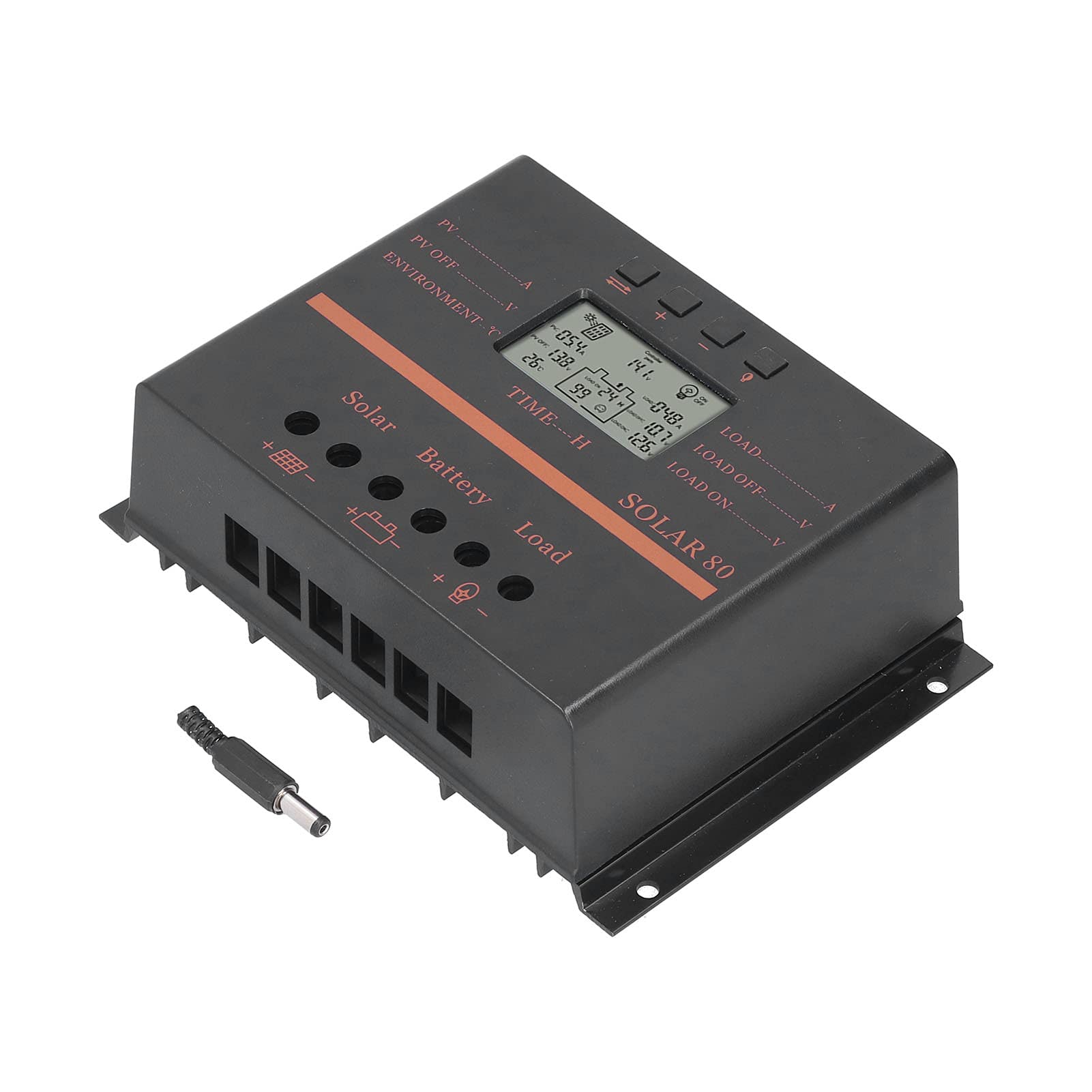 Controlador de Carga Solar PWM de 80 A para Electrodomésticos, 12 V/24 V con Salida USB de 5 V, Carcasa de ABS Duradera, Protección Múltiple para Sistemas de Iluminación, Gestión