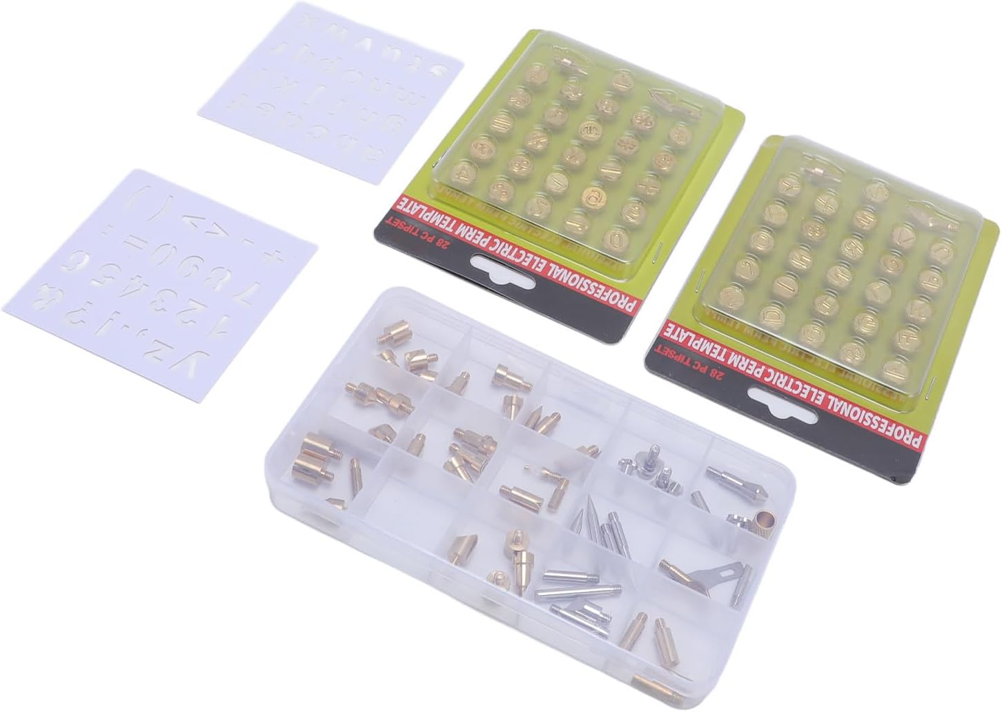 Wood Burning Tip Set, 110PCS Brass Alphabet Number Stencils, DIY Crafts Tool for Wood and Leather - Durable Material, Easy Installation, Perfect for Beginners and Adults