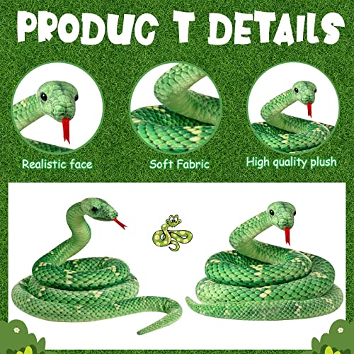 Hydren Giant Boa Constrictor Large Stuffed Animal Snake Plush Realistic Toy 80 Inch Lifelike Gifts For Kids Birthday Party Prank Props(Green) #TOP4