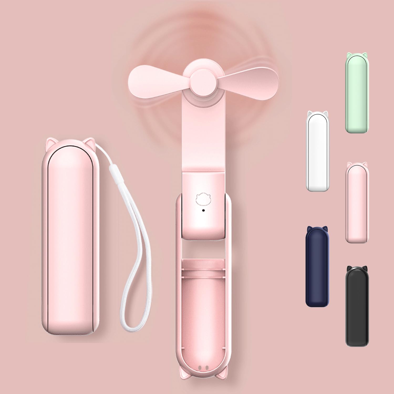 DSLIHA Handheld Fan Rechargeable Portable Travel Hand Fan Foldable Small Pocket Mini Fans, Personal Desk Fan With Power Bank, Usb Rechargeable Hand Fan Quiet Pockets Fan for Women Makeup