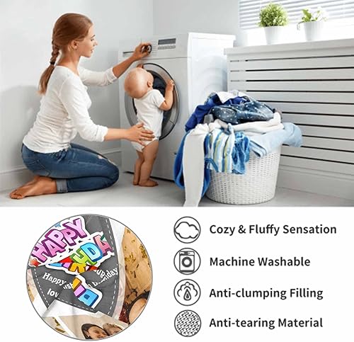 Miniatura 5 de D-Story Manta de cumpleaños personalizada con fotos, mantas personalizadas de feliz cumpleaños con texto de imágenes familiares, regalos de