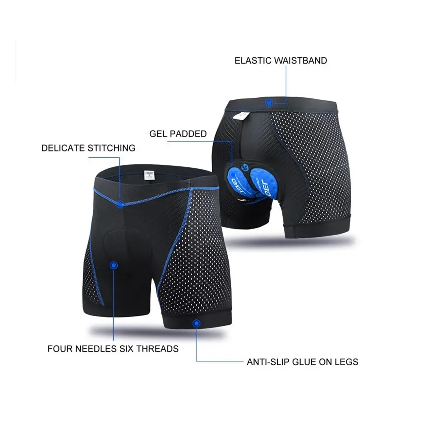 Bicicleta Pantalones Cortos Ropa Interior de Ciclismo Transpirable con Acolchado Gel for Hombre, Pantalones Cortos montaña, Antideslizantes, puños for Las piernas