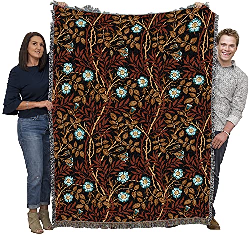 Image of Pure Country Weavers William Morris Sweetbriar Sienna Blanket - Arts & Crafts - Gift Tapestry Throw Woven from Cotton - Made in the USA (72x54)