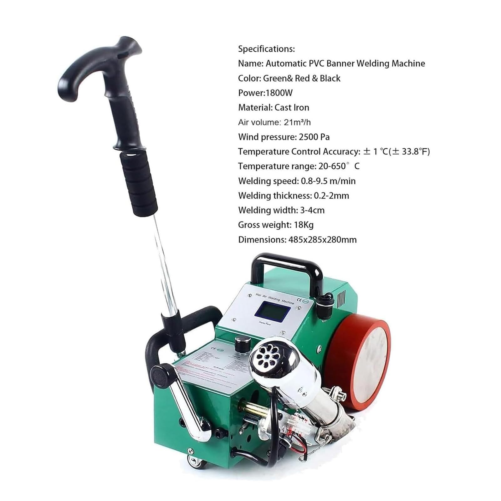 Soldador automático de PVC de 1800 W, equipo de soldadura de plástico, empalmador térmico y herramienta de fusión de calor para lona y tela publicitaria