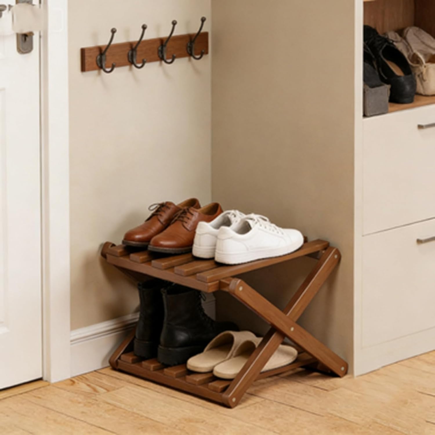 Folding Shoe Rack, Multi-layer Home Shoe Cabinet, Multifunctional, Installation Free Storage Rack At The Entrance