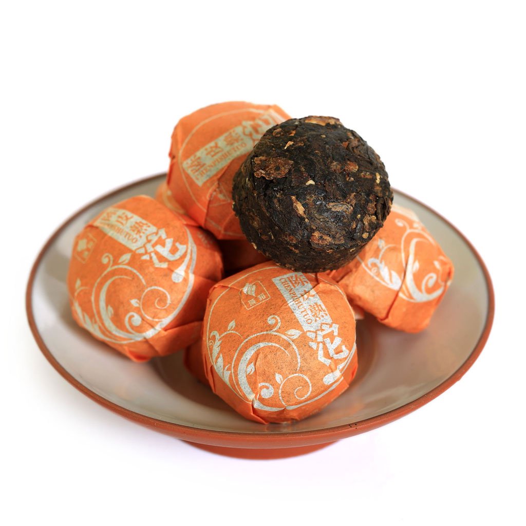 GOARTEA Ripe Té Puerh Mini Cake 80Pcs 18.34oz 2015 Year Orange Peel Citrus Flavored - Tuocha Pu erh Puer Pu'er Tea - Chinese Yunnan