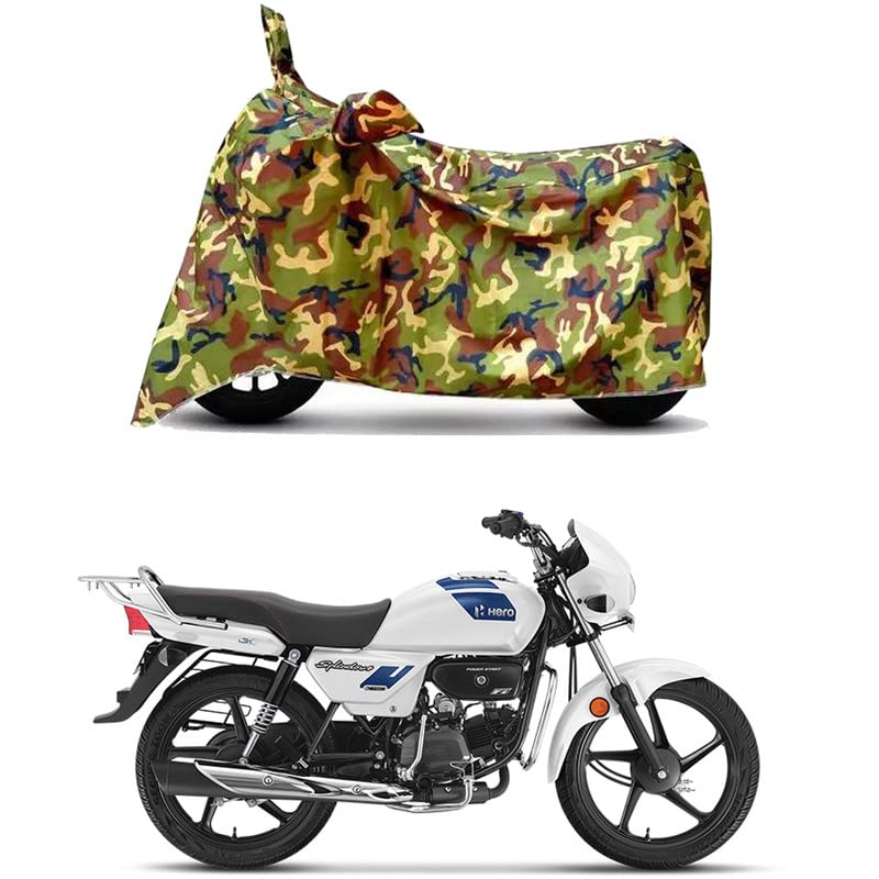 Image of Waterproof 100% PVC Coated Bike Scooty Two Wheeler Body Cover Compatible For Hero Splendor Plus XTEC BS6 /UV-Rays /Heat Protection /Birds Dropping /Scratchproof /Dust proof /All[6X6 Jungle Print]